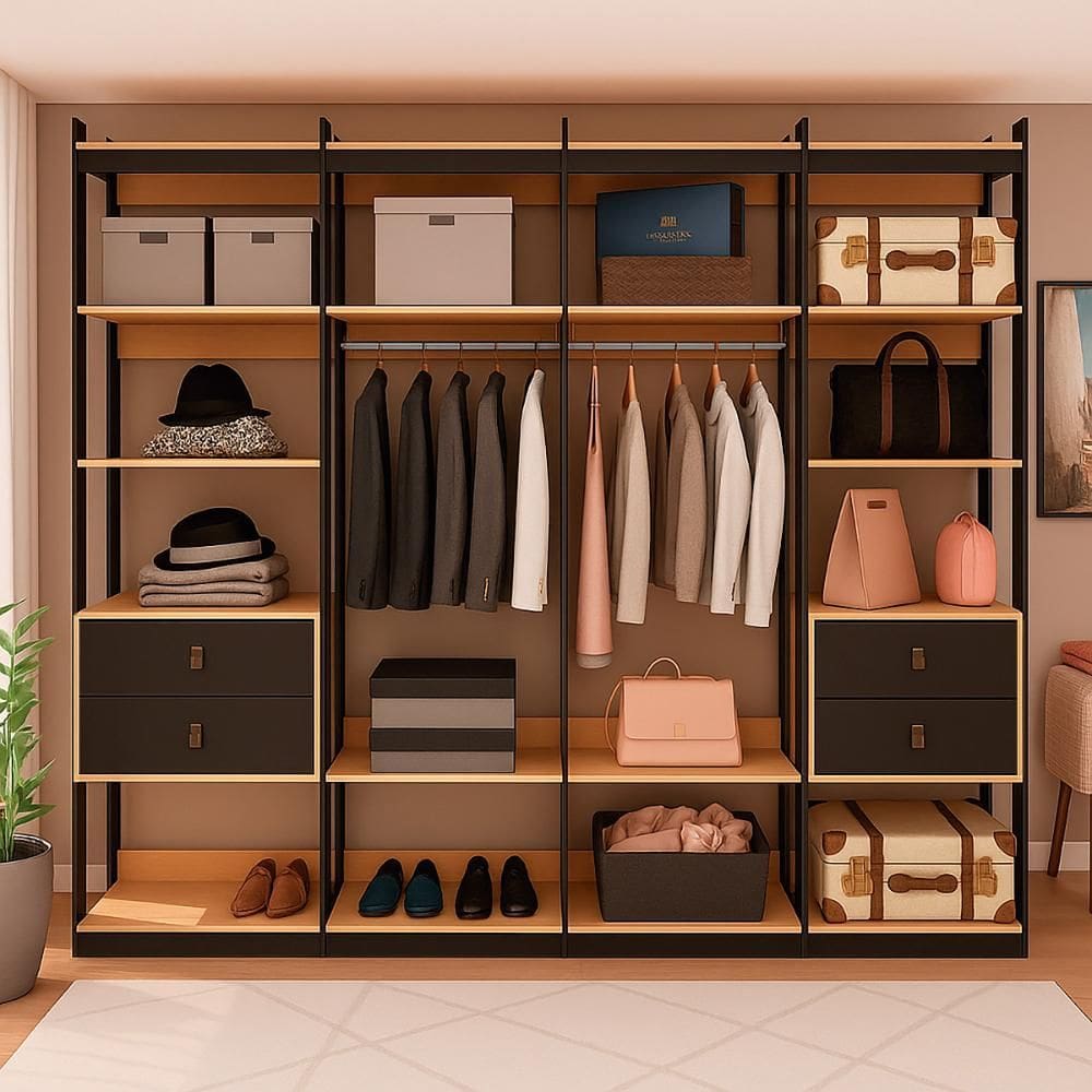 Guarda-roupas Genialflex Closet Modulado Freijó Preto Fosco