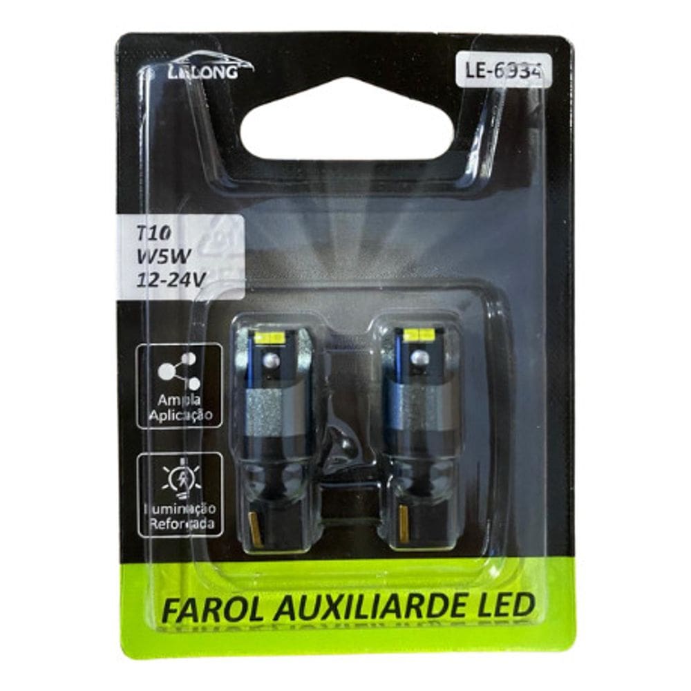 Lâmpada Led T10 W5w Lelong 12-24v Canbus Branco Cinza-escuro Branco-frio