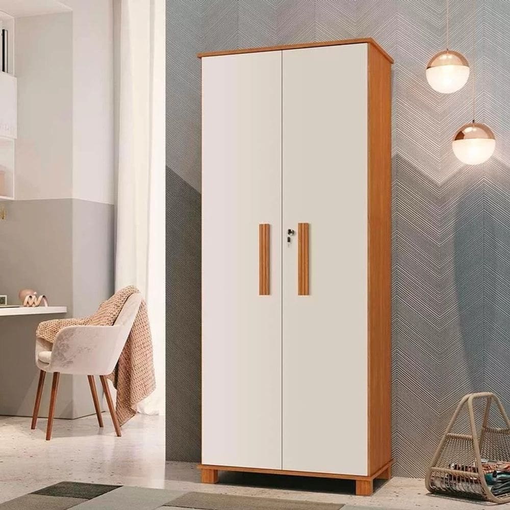 Armário Multiuso 2 portas com chave DALLAS CINAMOMO/OFF WHITE