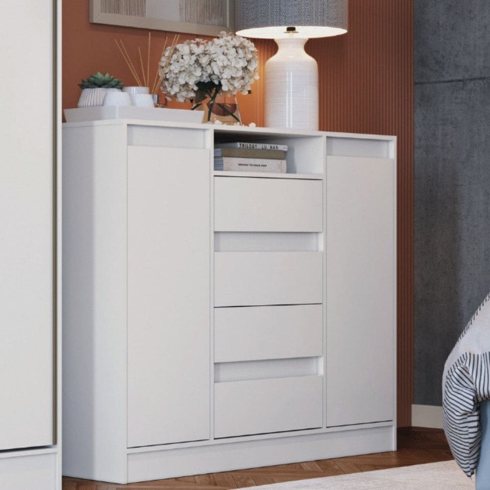 Comoda 4 Gavetas 2 Portas Alba Moveis Castro