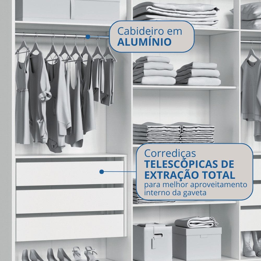 Guarda Roupa Casal 6 Portas com Pes Brescia Moveis Castro