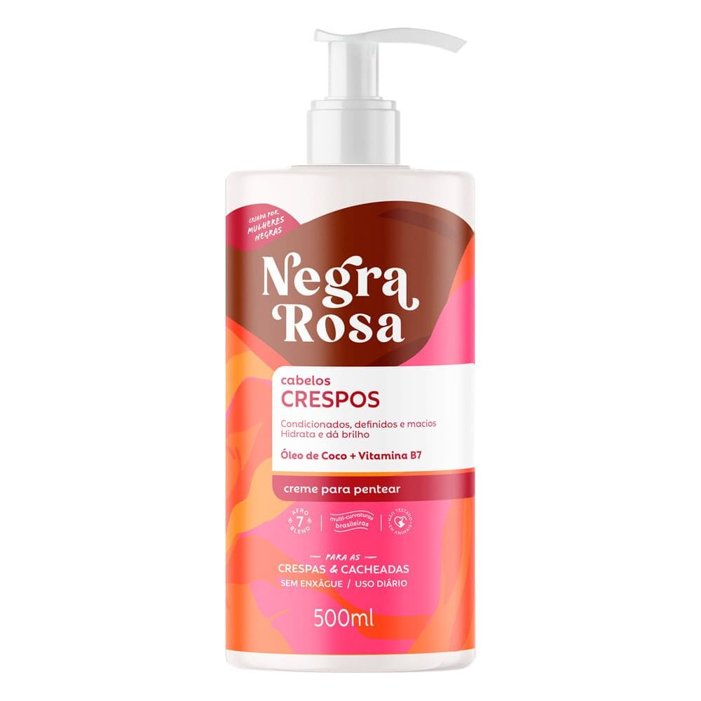 Creme para Pentear Cabelos Crespos Negra Rosa Crespas e Cacheadas 500ml