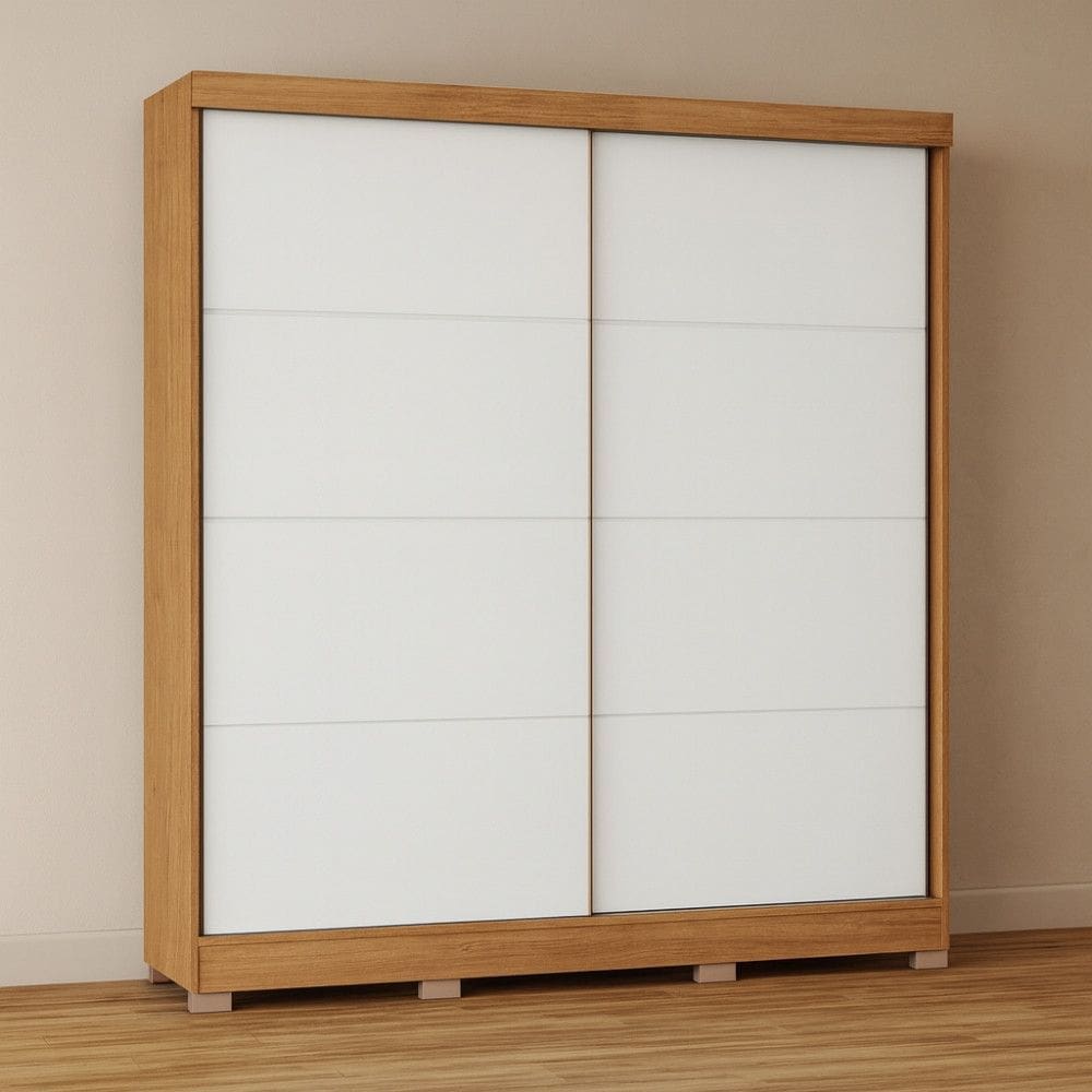 Guarda Roupa Casal 2 Portas de Correr com Pes em MDF Pontal Moveis Castro