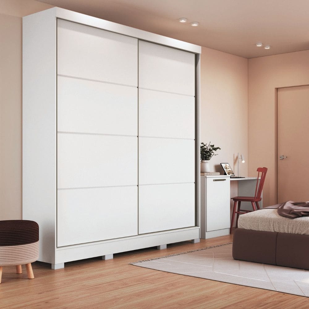 Guarda Roupa Casal 2 Portas de Correr com Pes em MDF Pontal Moveis Castro