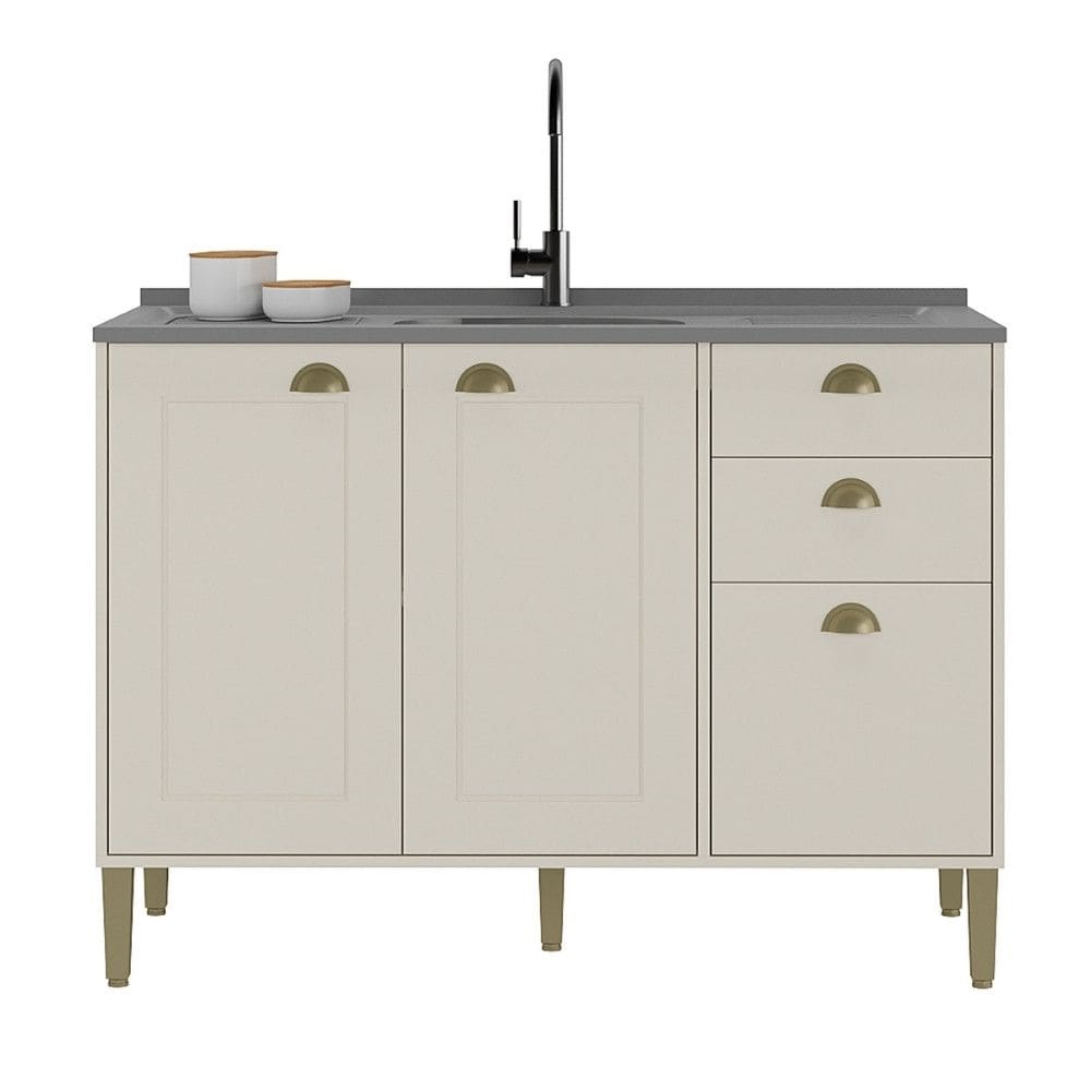 Balcao de Pia 3 Portas 2 Gavetas 120cm sem Pia Tunisia Atualle