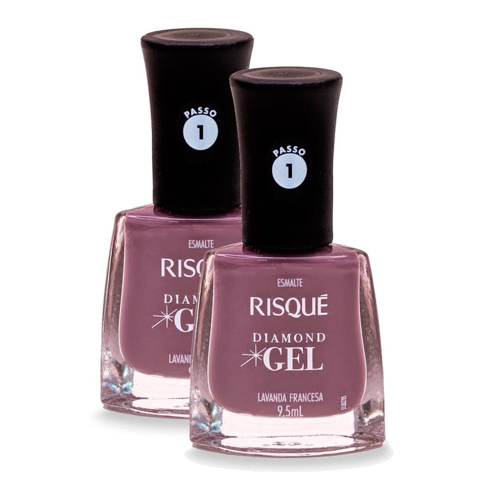 Esmalte Risqué Diamond Gel Cor Lavanda Francesa 9,5ml  Kit com duas unidades