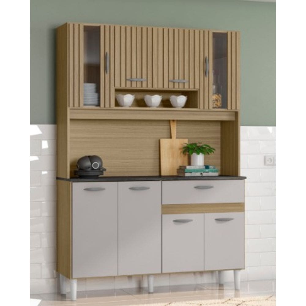 KIT COZINHA CORAL 8 portas DAMASCO RIPADO/OFF WHITE