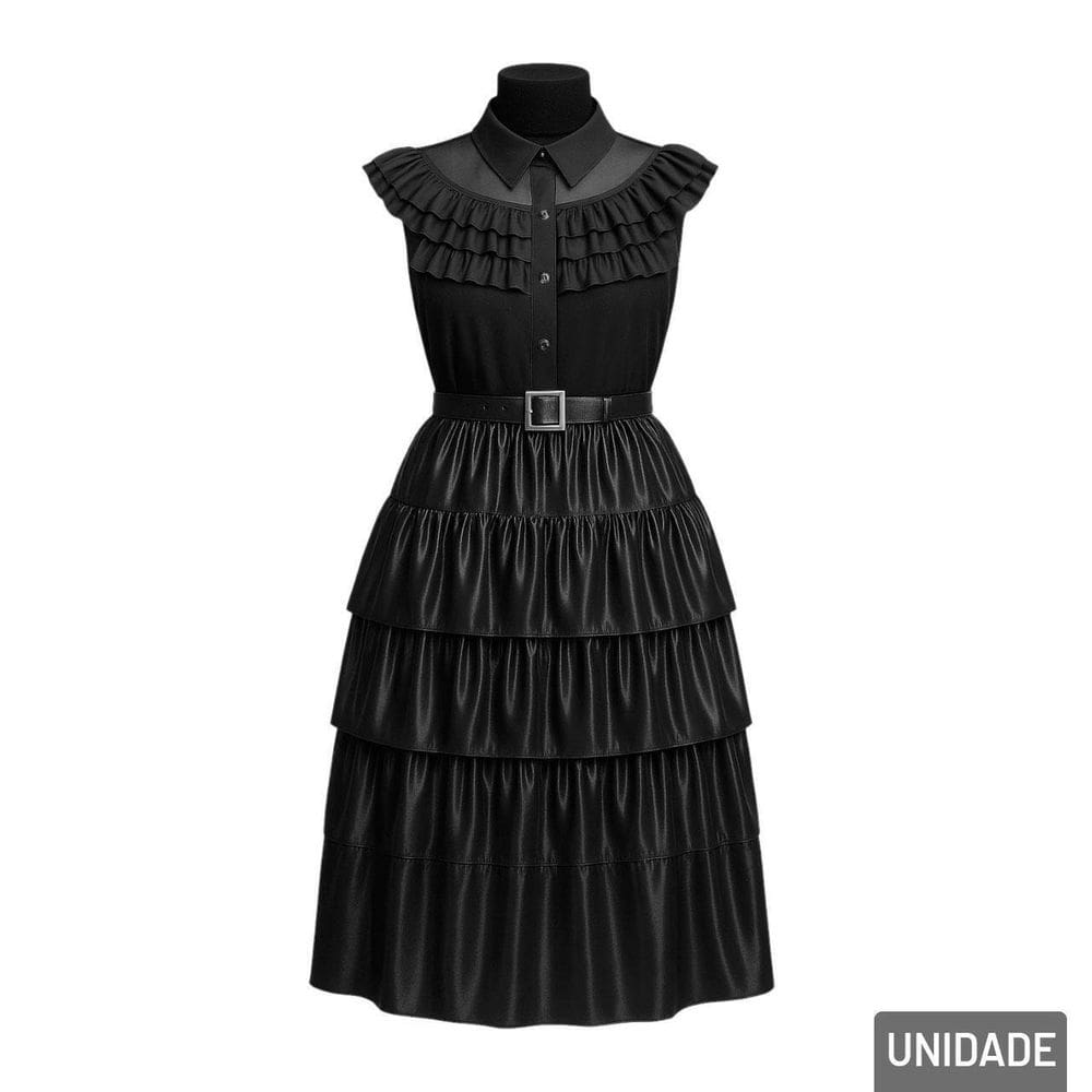 KIT Fantasia Halloween Vestido e Cinto Preto - Tudo em Caixa