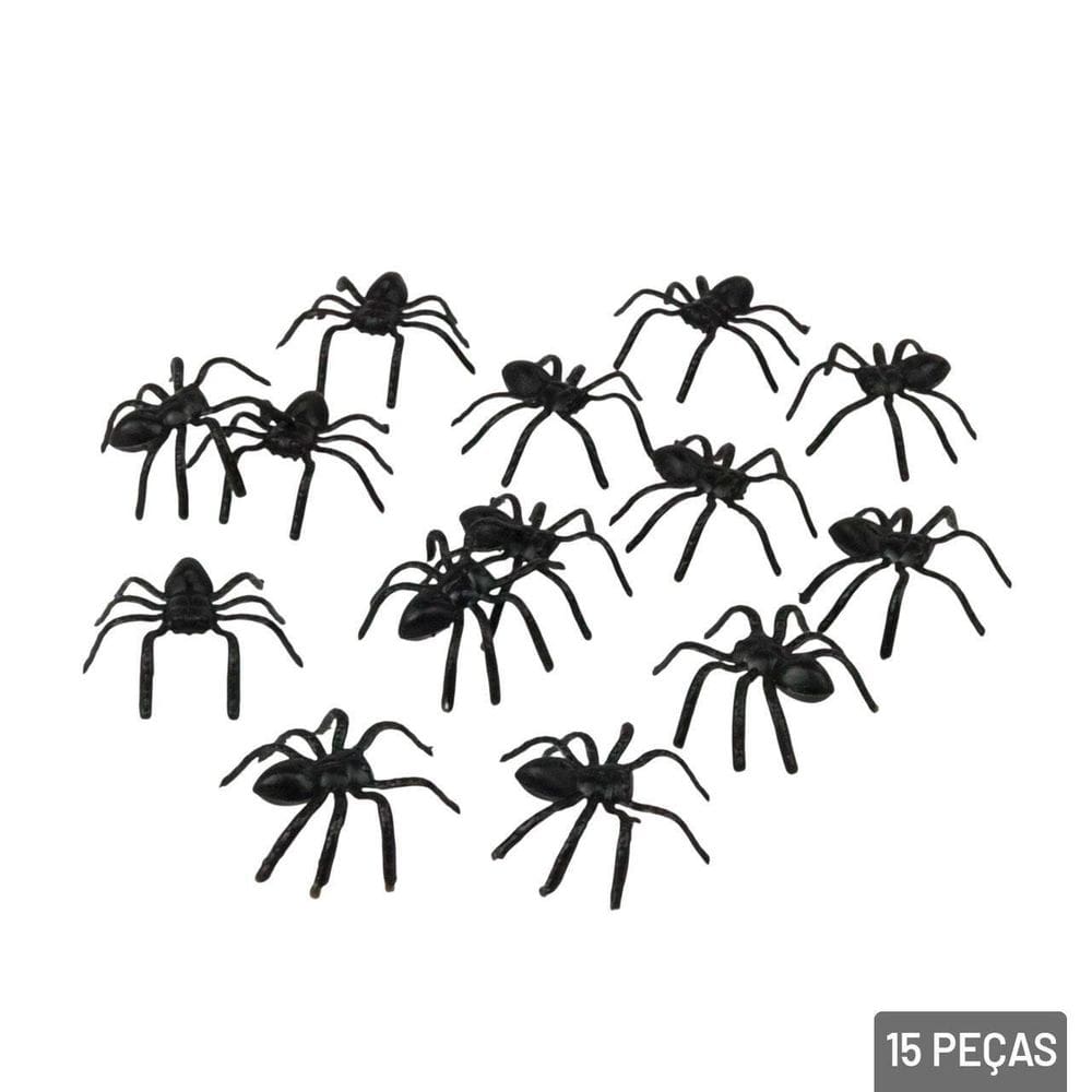 Enfeite Halloween Aranha de Plástico 15 Pçs 4cm - Tudo em Caixa