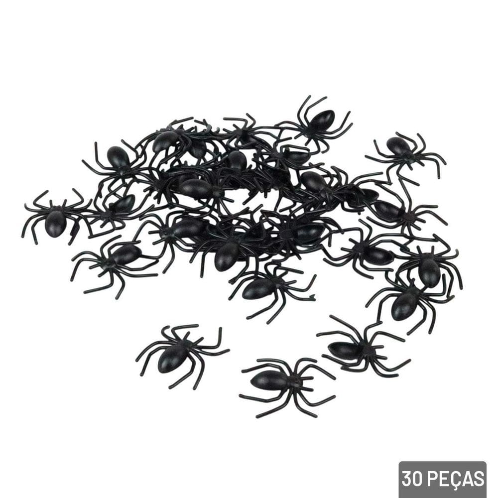 Enfeite Halloween Aranha de Plástico 30 Pçs 2,5cm - Tudo em Caixa