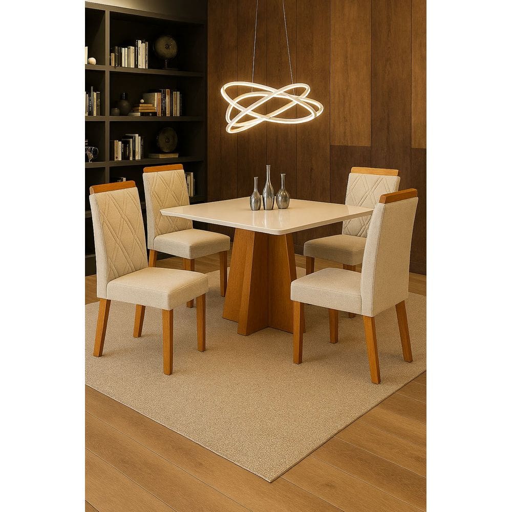 Conjunto de mesa ALICE com 4 cadeiras Olga 90X90