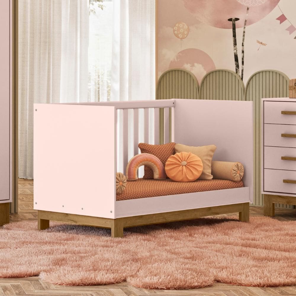 Berço Mini Cama Encanto Slim Rosa Acetinado