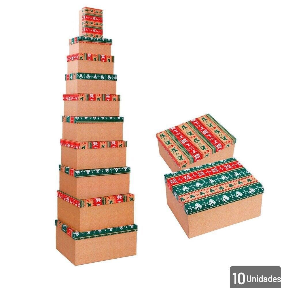 KIT Caixa de Presente 10 Peças Figuras de Natal - Tudo em Caixa