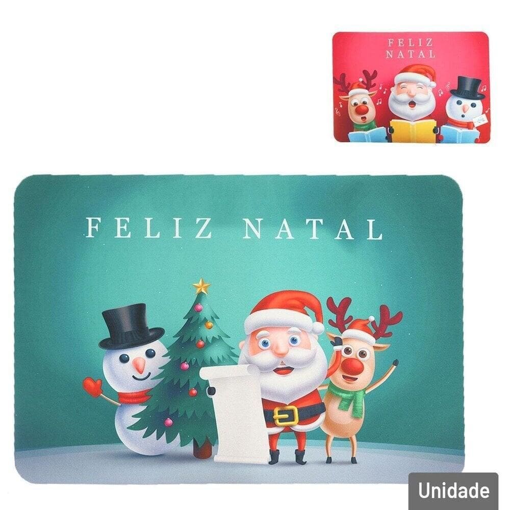 Tapete Antiderrapante 38x58cm Poliéster Natal - Tudo em Caixa