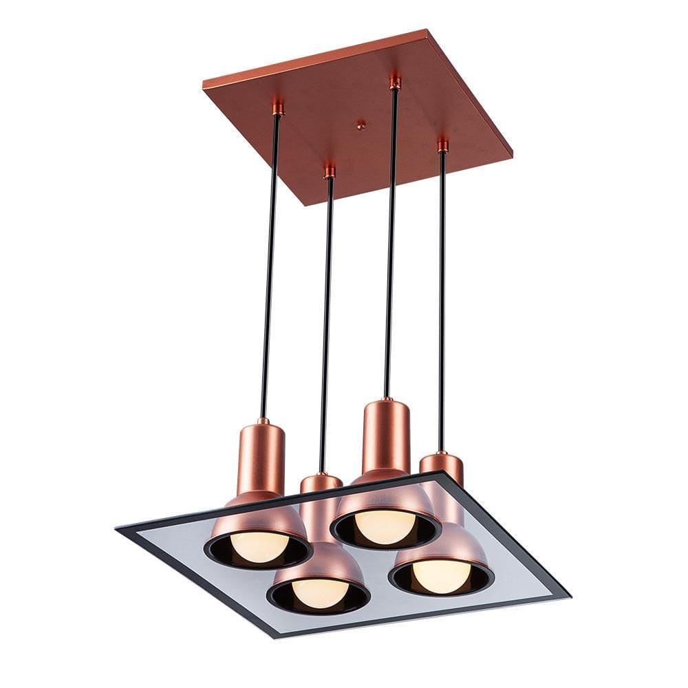 Lustre Sala Jantar Pendente Cozinha Vidro 4 Lampadas E27
