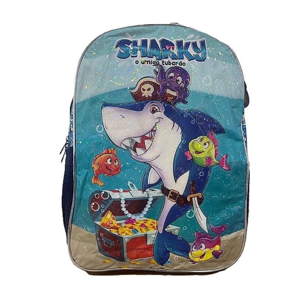 Mochila De Costas Infantil Criança Unissex Escolar Shark Amigo Tubarão