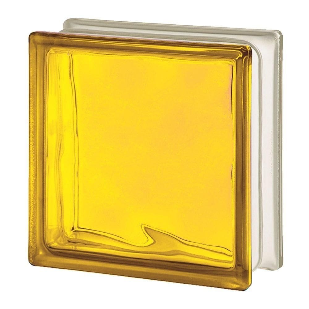 Tijolo De Vidro 19 X 19 X 8 Cm Amarelo Translúcido 06 Unidades Tradestar