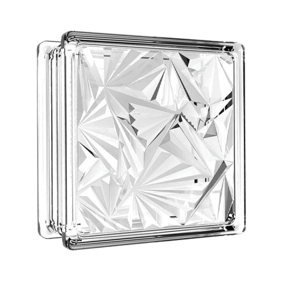 Tijolo De Vidro 19 X 19 X 8 Cm Floral Gelo Translúcido 06 Unidades Tradestar