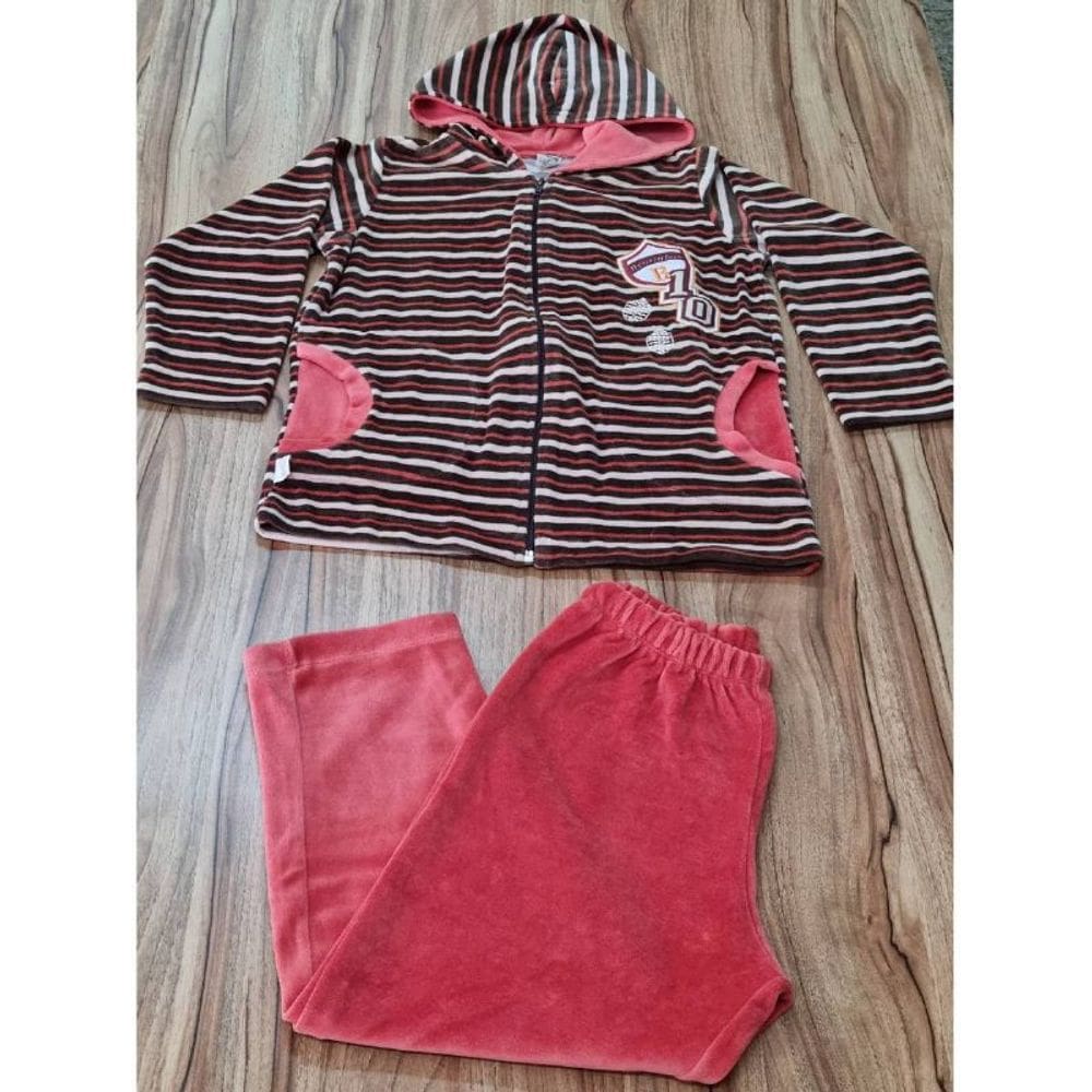 Conjunto Infantil Masculino Inverno Listras Plush Terracota 8