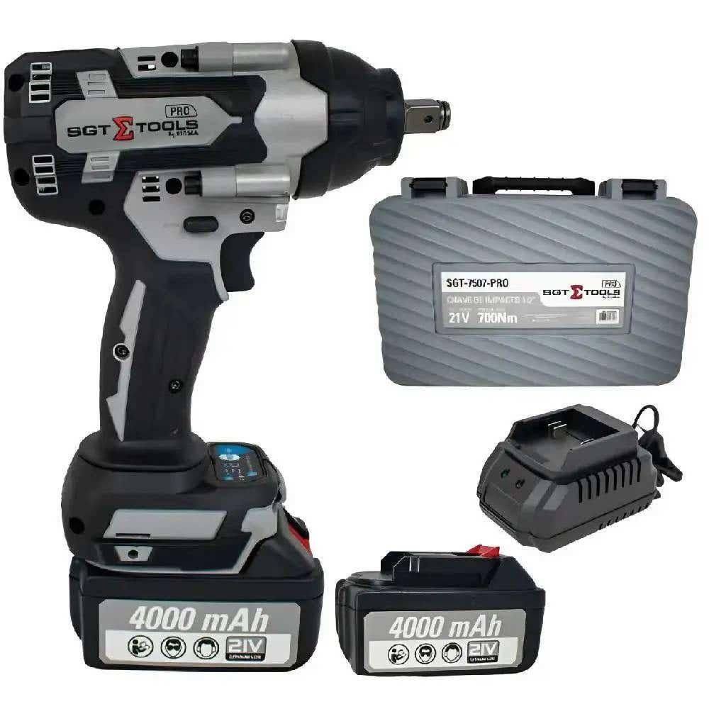 Chave de Impacto 1/2 POL com 2 Baterias 21V Carregador e Maleta SGT-7507 SIGMA
