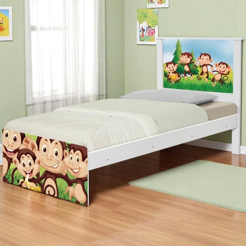Cama Juvenil Zap com Cabeceira Safari Macaquinhos