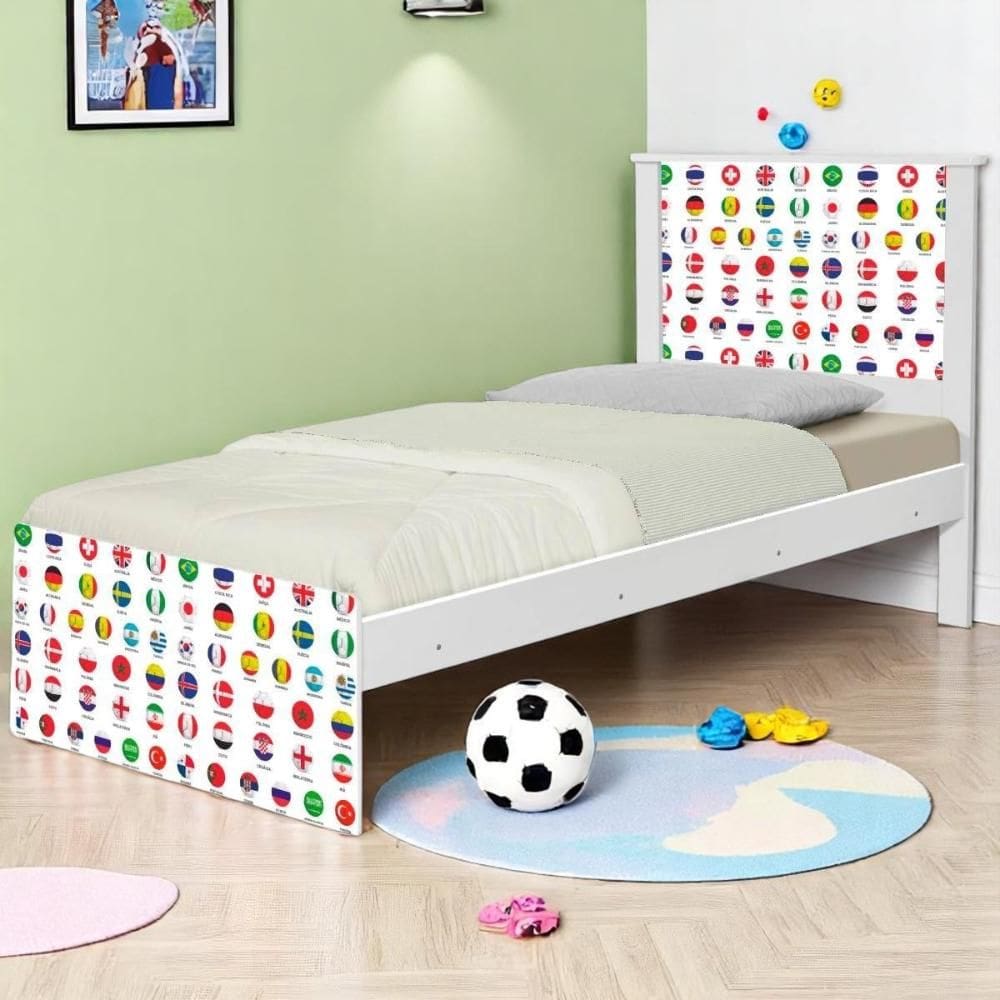 Cama Juvenil Zap com Cabeceira Futebol Seleções Copa