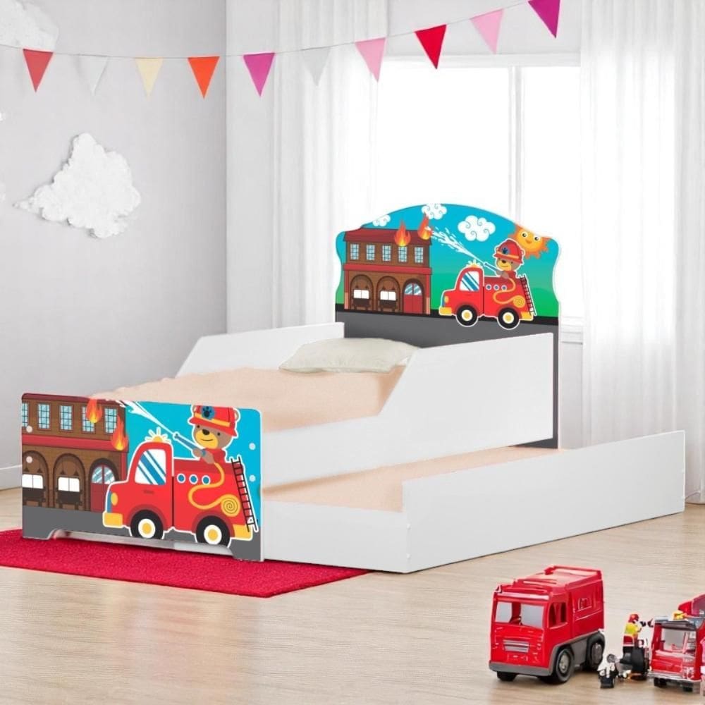 Bicama Mini Snap Ursinho Bombeiro com Colchão