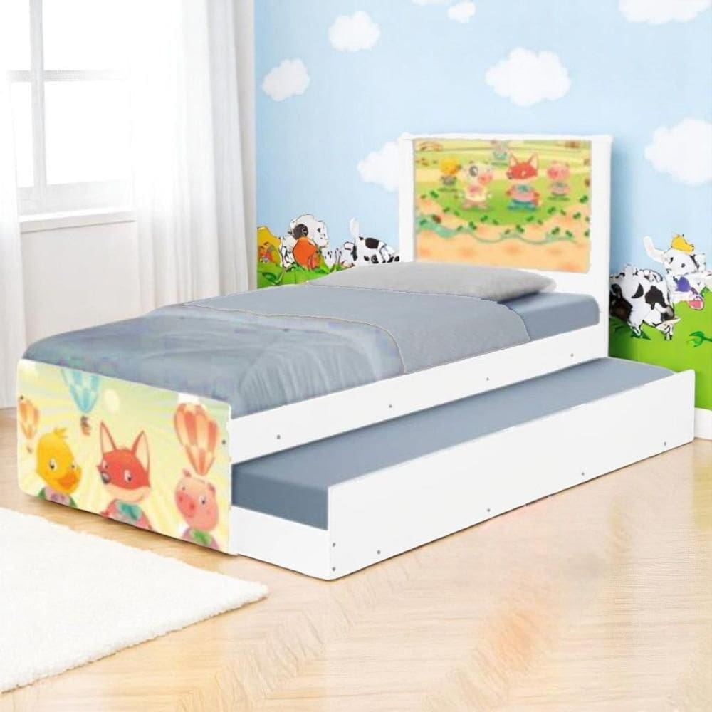 Bi Cama Juvenil Zap com Cabeceira Fazendinha Animais