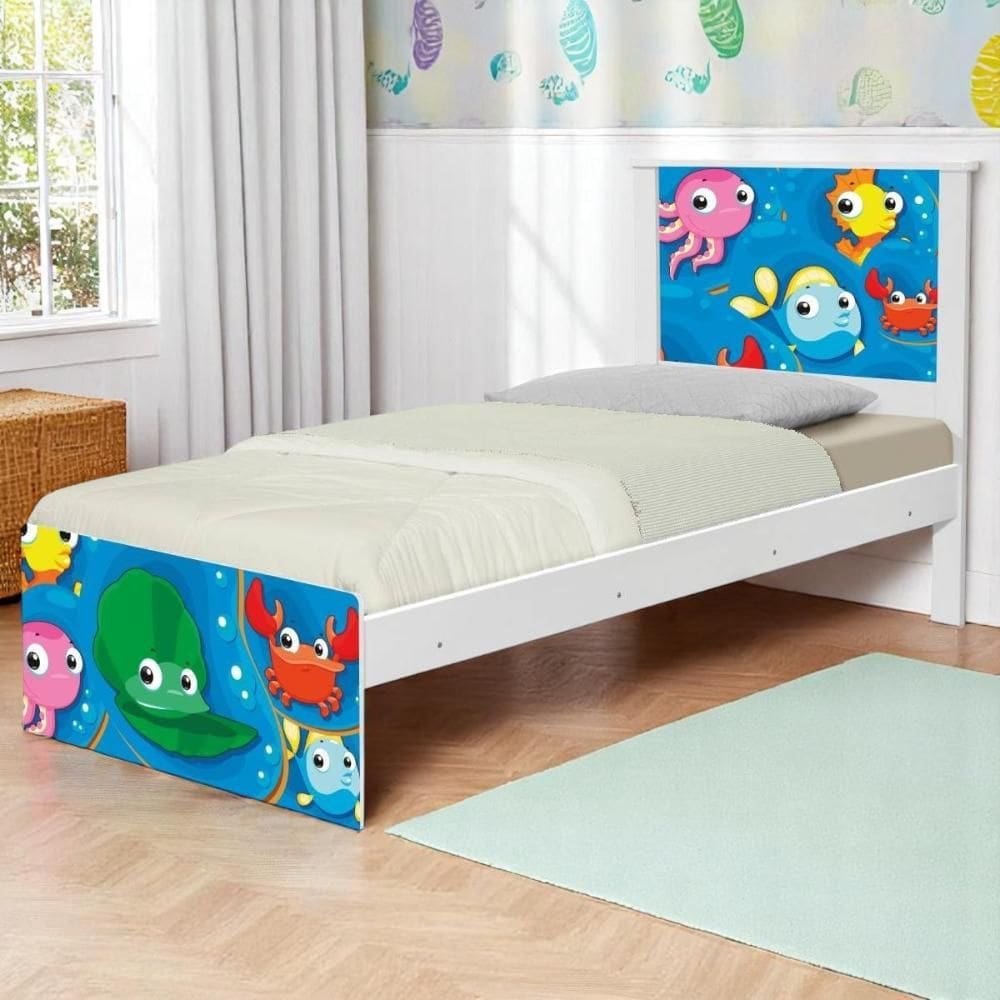 Cama Juvenil Zap com Cabeceira Fundo do Mar Peixinhos