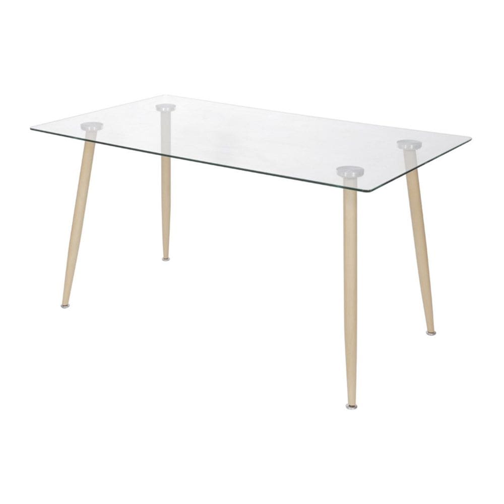 Mesa para Sala de Jantar 75x120cm Taurus Transparente/Bege