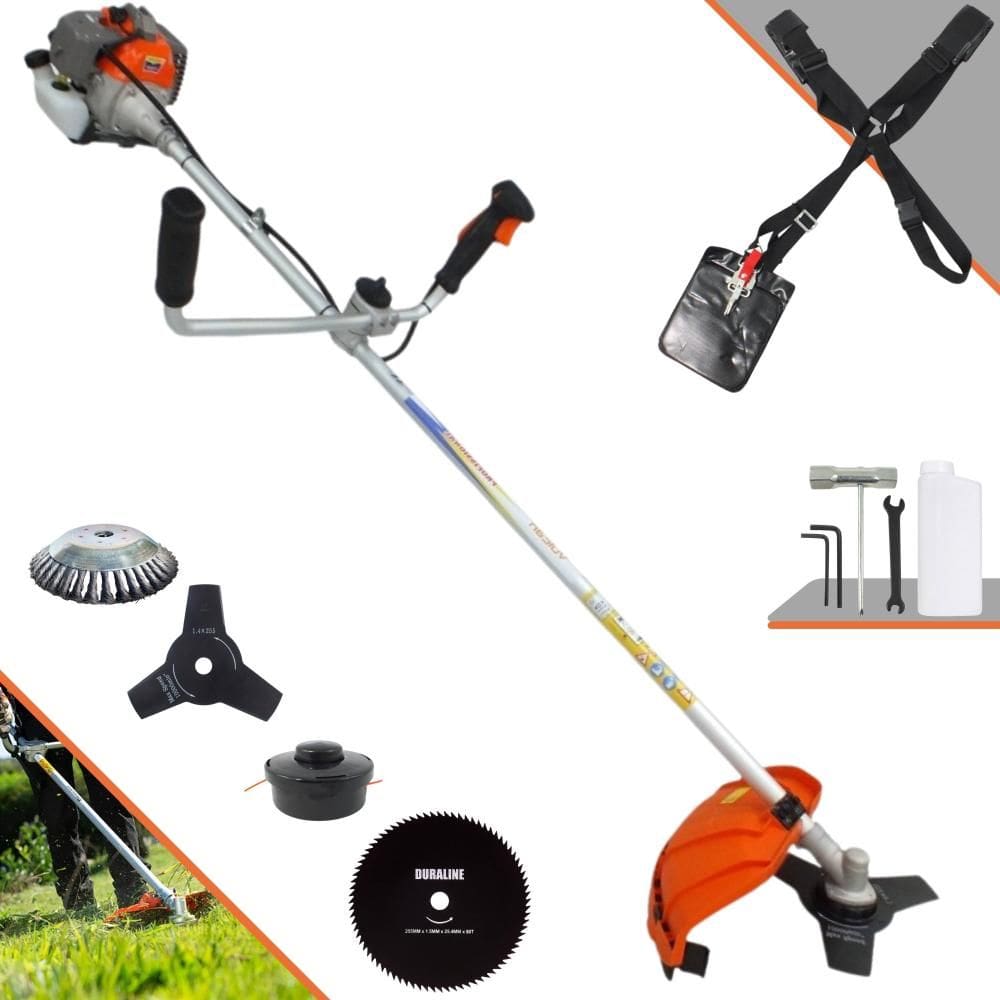 Cortador de Grama VR330P Vulcan À Gasolina 33cc 1,2HP 10000rpm Com Guidão Anti-Vibração Carretel + Faca 3 Pontas + Faca 80 Dentes + Escova 38 Cerdas