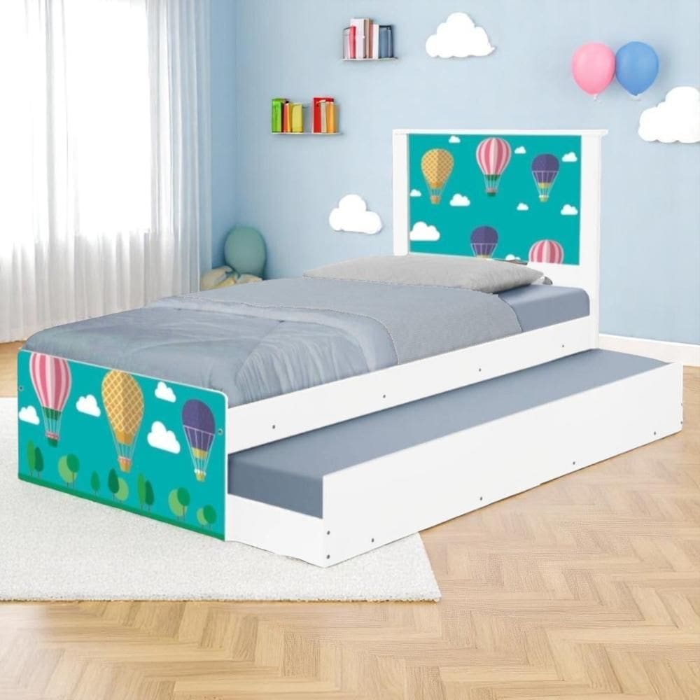 Bi Cama Juvenil Zap com Cabeceira Balões no Céu