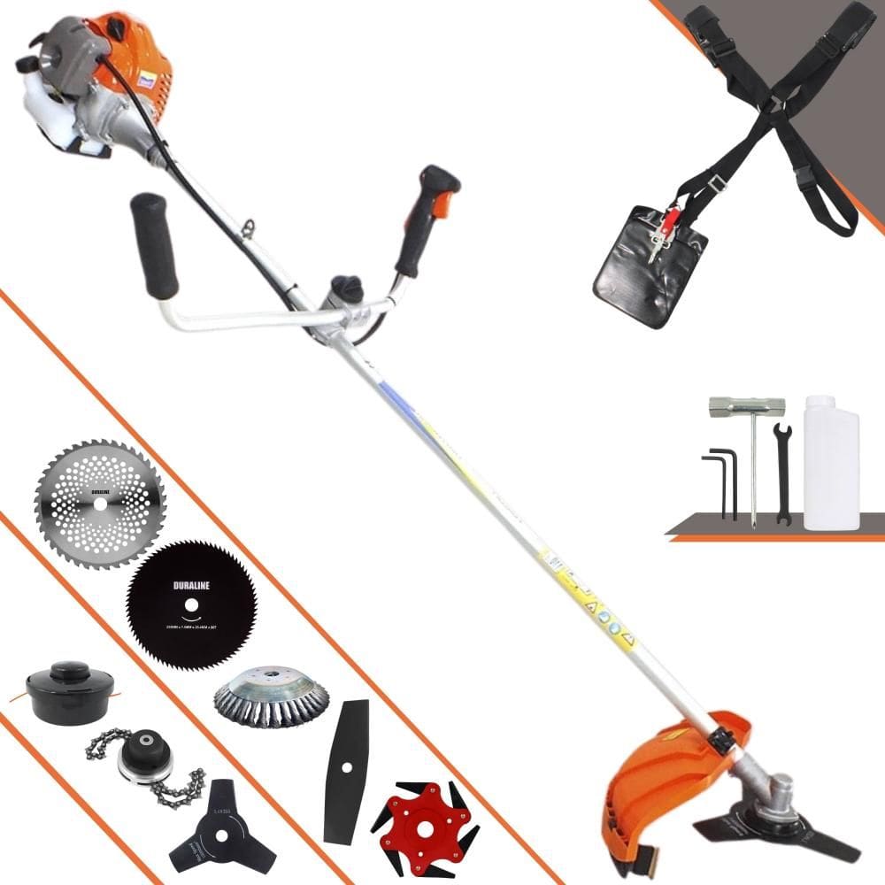 Podador de Grama Vulcan VR430P 43cc 2T 1,7HP Com Carretel de Nylon + Facas 2 Pontas, 3 Pontas, 6 Pontas, 40 Dentes, 80 Dentes, Trimmer e Escova de Aço