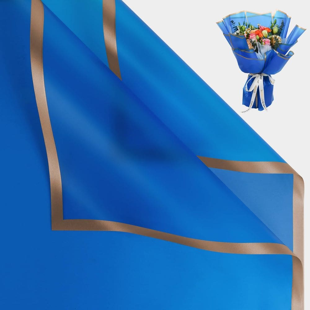 Papel de embrulho de flores NESCCI Waterproof 20 folhas azul royal