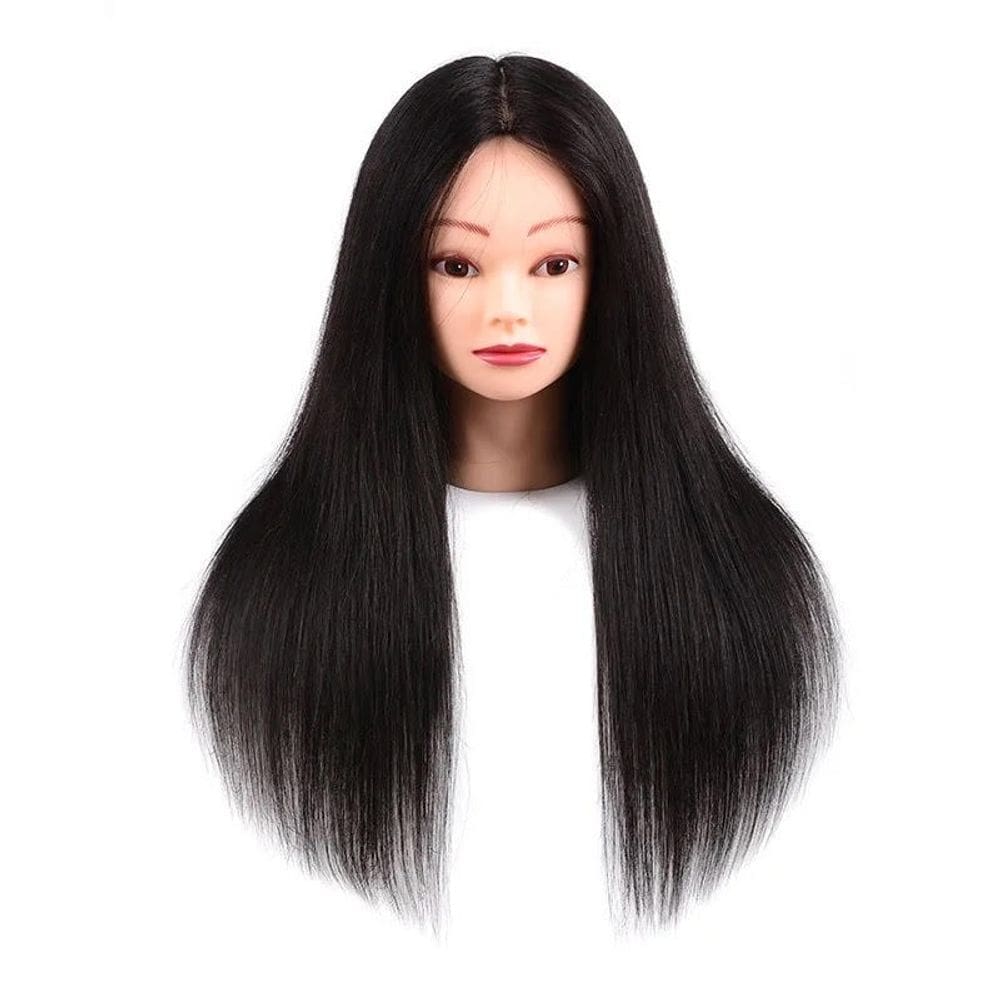 Cabeça de manequim técnica com cabelo sintético de 60 cm com mesa H