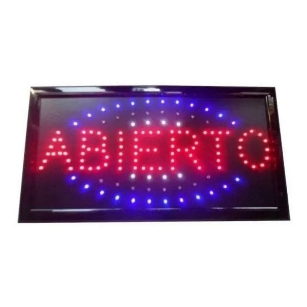 Sinal LED comercial luminoso aberto 48x25cm para uso interno