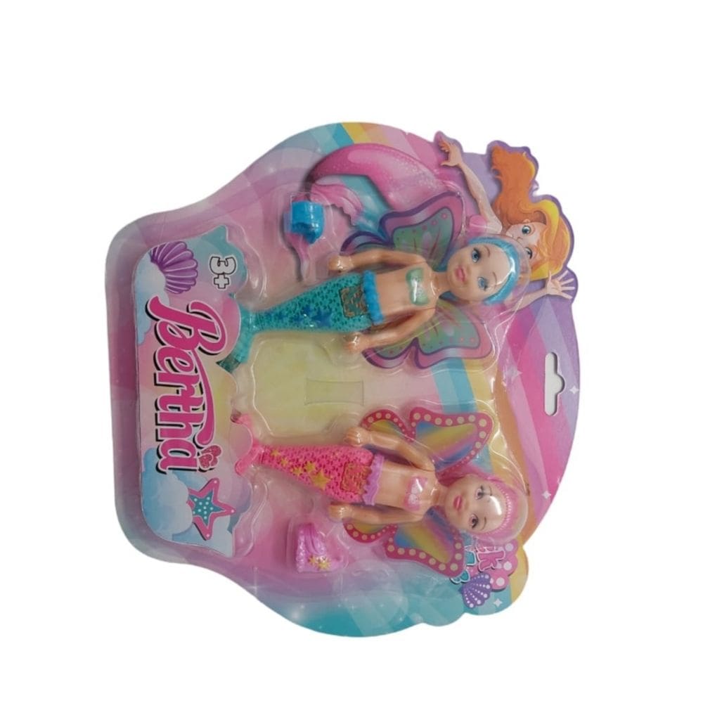 Mini bonecas de sereia para crianças com cabelo e vestido de