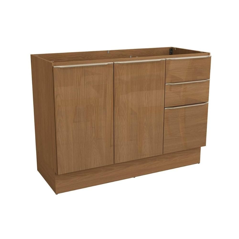Balcão de Cozinha Vibra T625 c/ 2 Portas e 3 Gavetas s/ Tampo 120cm Canela Lacca - Kappesberg