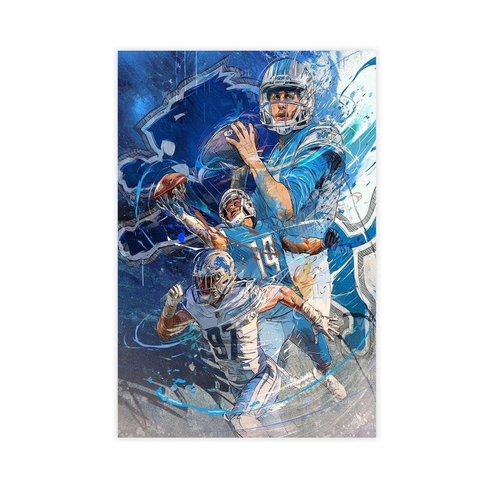 Pôster em tela, arte de parede, impressão de decoração, Aidan Hutchinson, Jared Goff