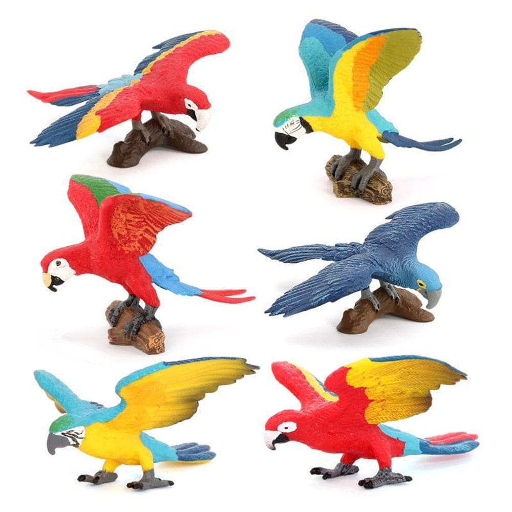 Conjunto de estatuetas de papagaio: 6 figuras de animais de PVC realistas para crianças