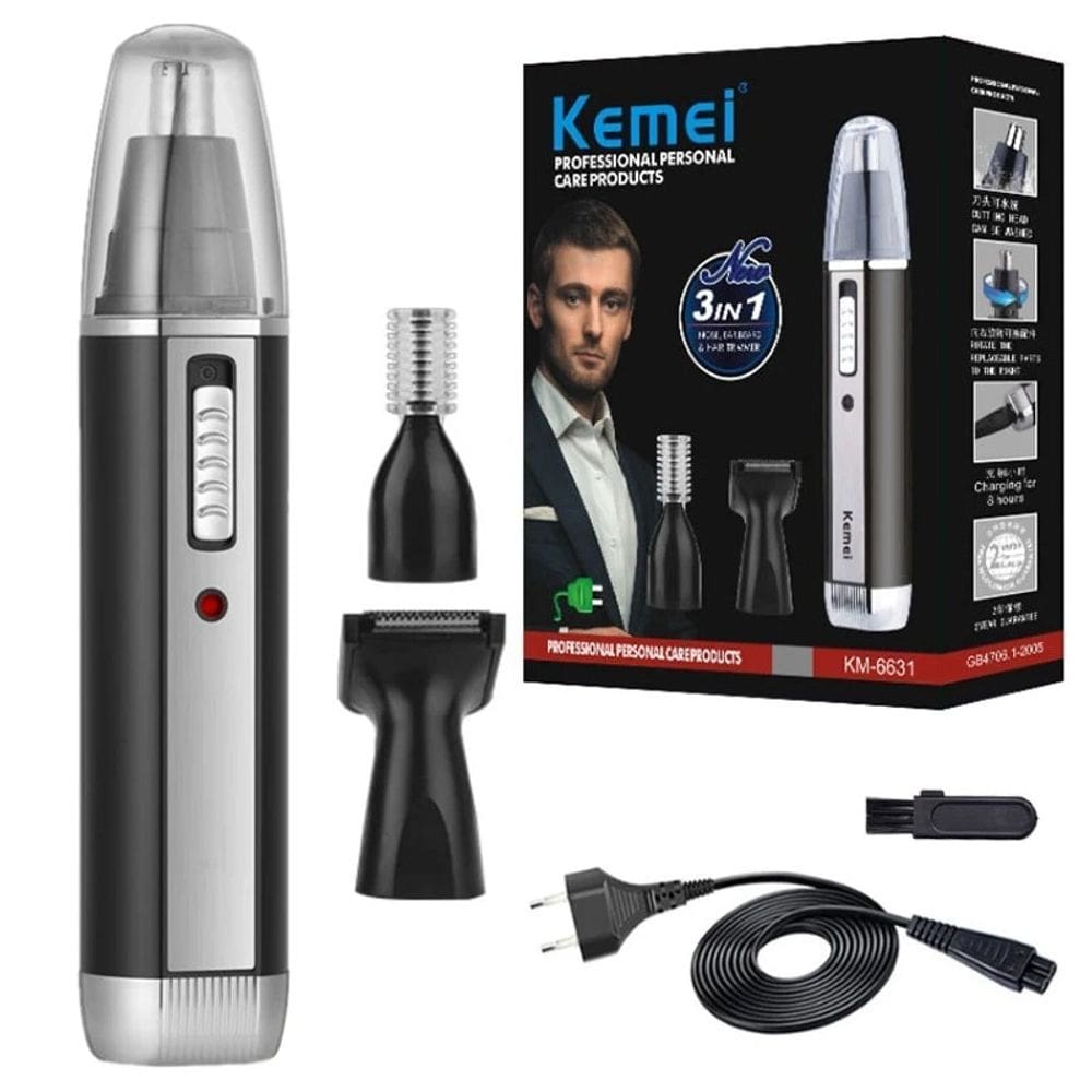 Aparador de nariz Kemei 3 em 1 recarregável elétrico para homens 6631