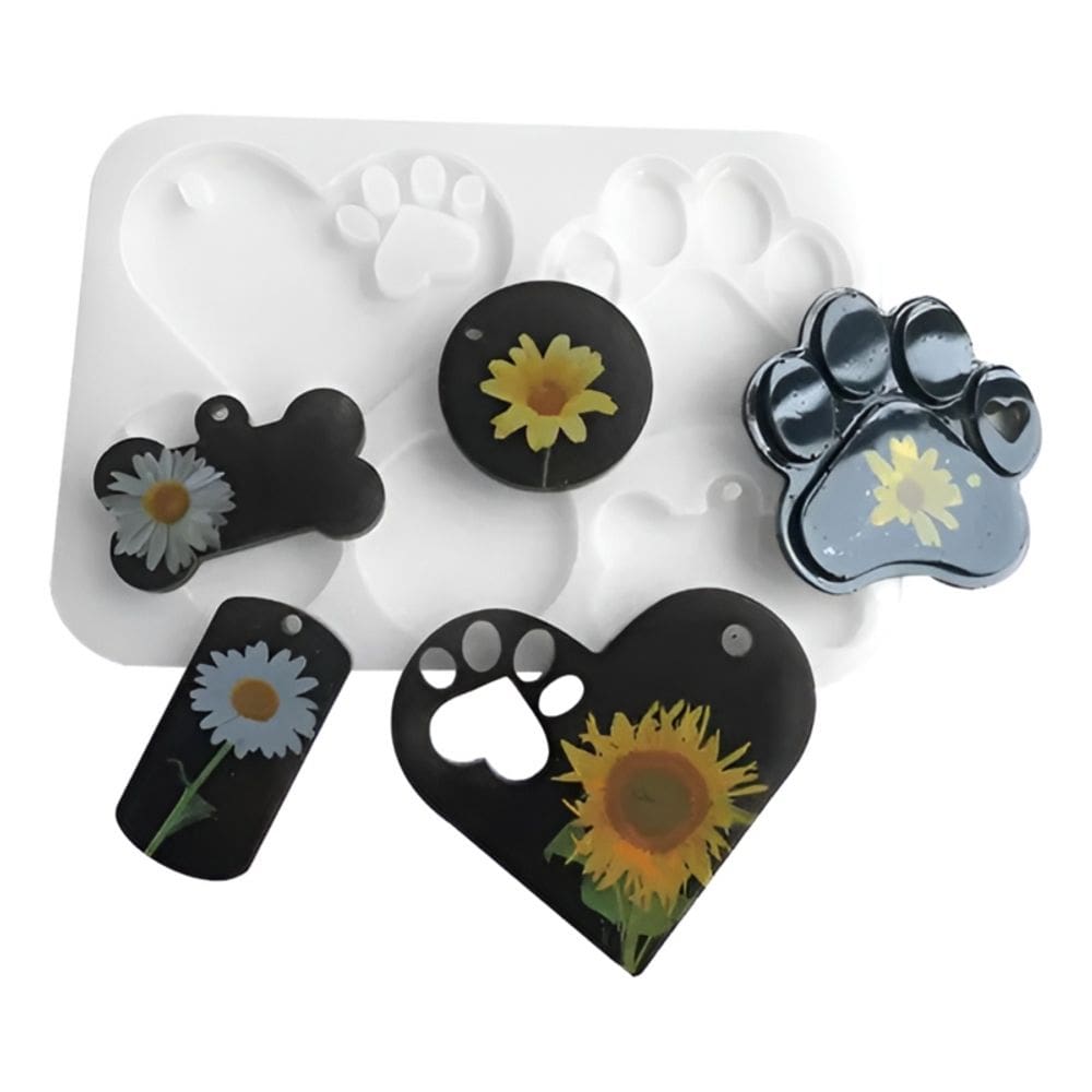 Molde de resina de silicone para placas de identificação de animais de estimação