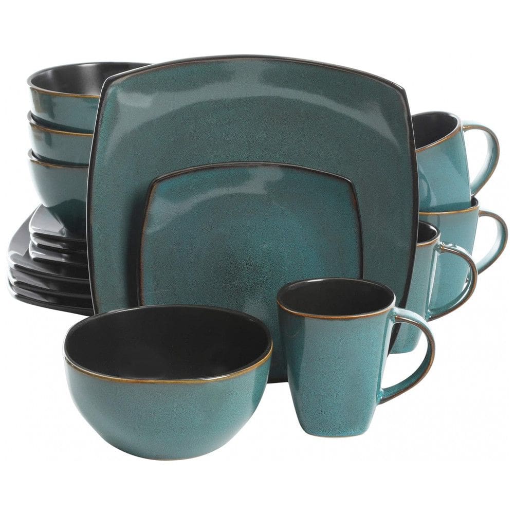 Aparelho de Jantar com 16 Peças em Cerâmica, Serve 4 Pessoas, Gibson Elite Soho, Azul Petróleo