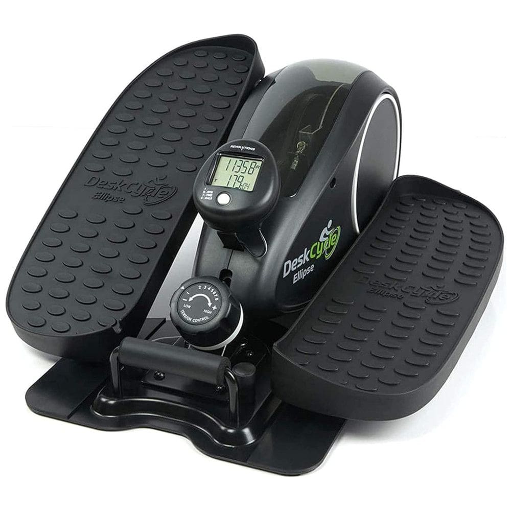DeskCycle Mini Aparelho Elíptico Motorizado para Treino em Casa Sentado com 8 Níveis de Resistência, Preta