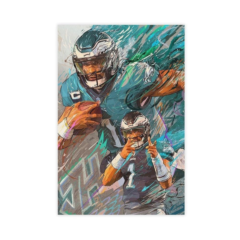 Pôster de lona Aikelai Jalen Hurts para quarto e escritório 30x45cm