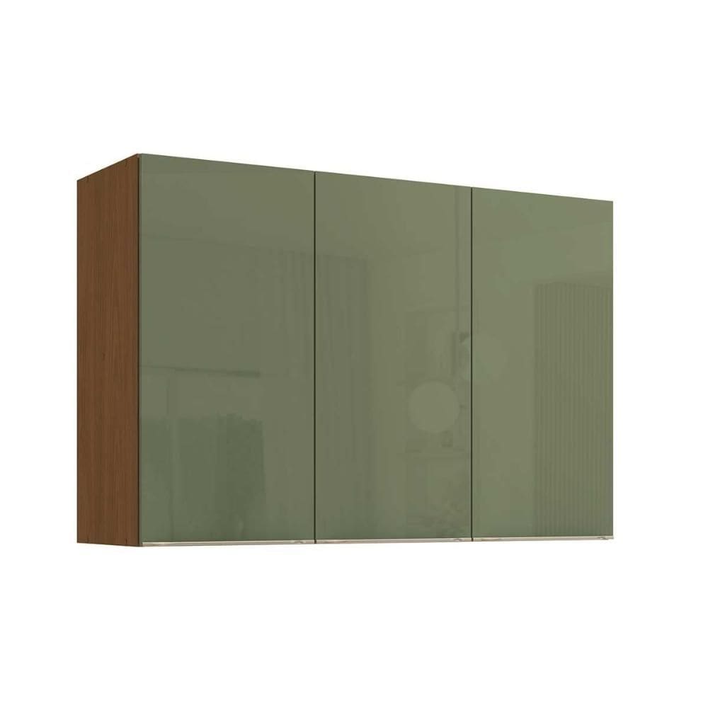 Armário Aéreo p/ Cozinha Vibra T648 c/ 3 Portas 120cm Canela/Verde Pistache Lacca - Kappesberg
