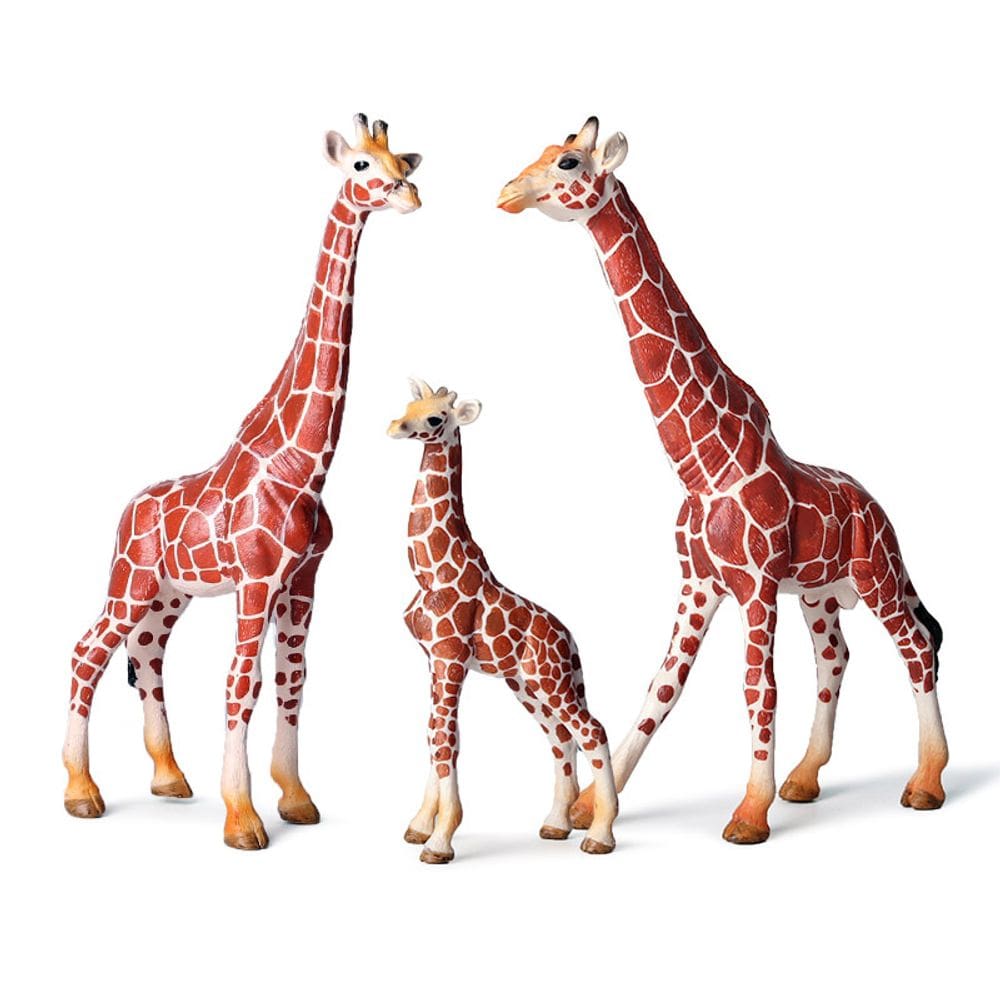 Conjunto de estatuetas Giraffe Family, 3 peças, PVC, animal realista