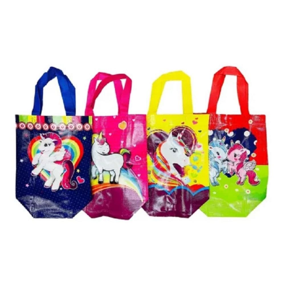 Pacote de bolsa reutilizável de 12 unicórnios com design de 29x22cm