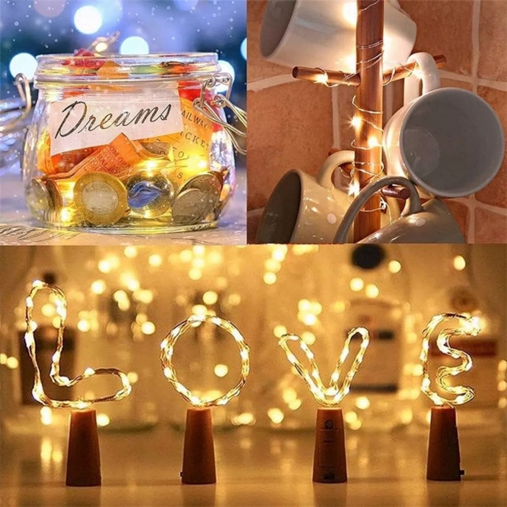 LED String Lights: garrafa de vinho de 30 unidades com 10 LEDs de 1 m de luz quente