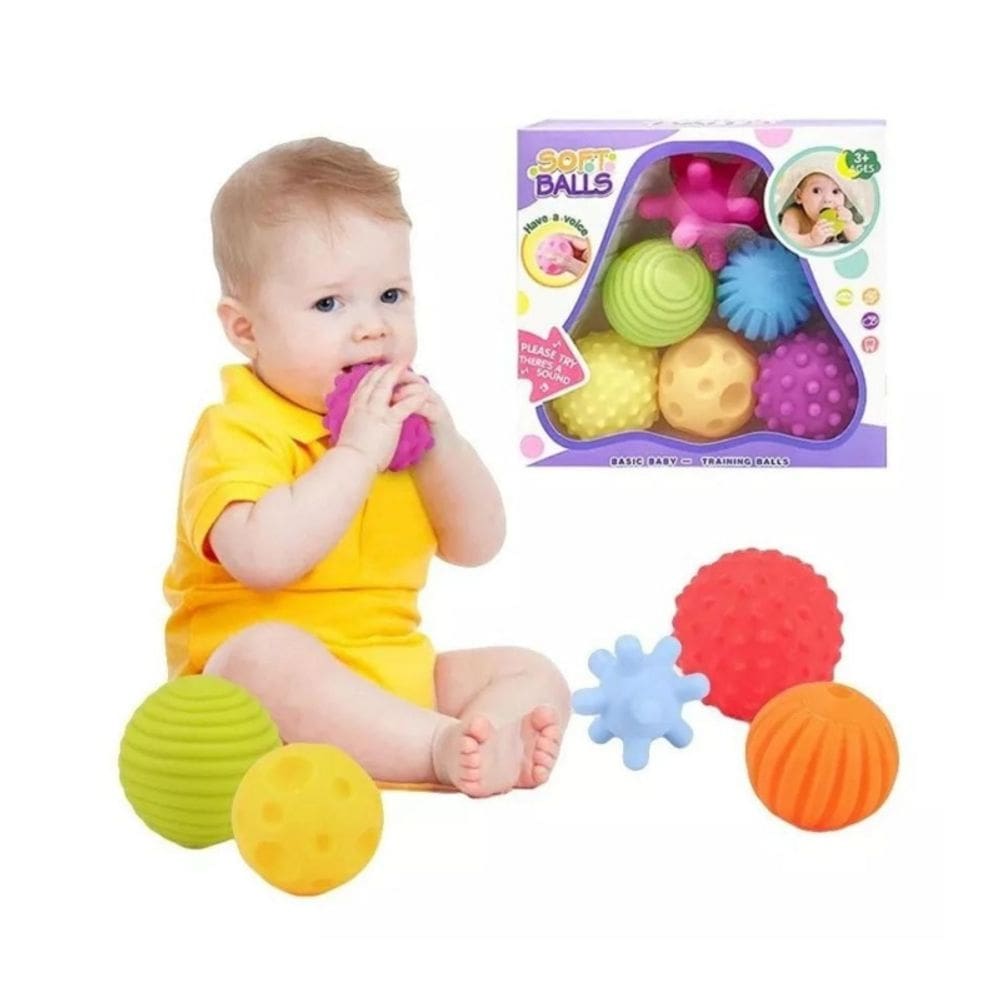 Conjunto de bolas de estimulação sensorial para bebês de 2 a 4 anos com 6 bolas